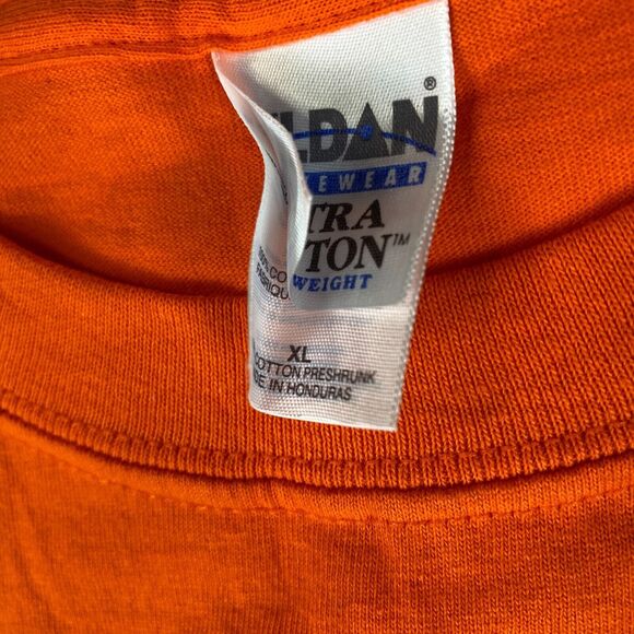 Gildan T Shirt Mens XL Orange Cotton Rod Stewart Short Sleeve Crew Neck Pullover - Picture 3 of 7